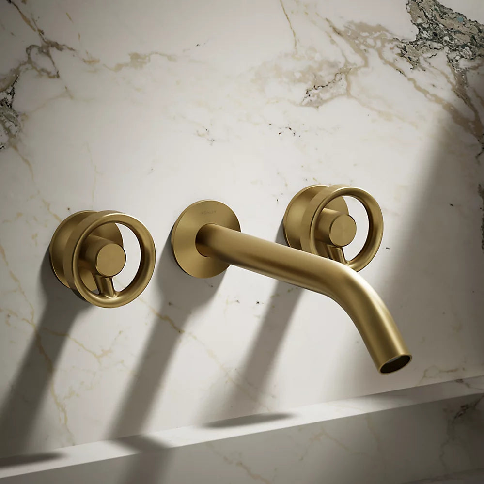 Kohler Components Wall-mount bathroom sink faucet Industrial handle trim K-T77981-9-2MB - Plumbing Market