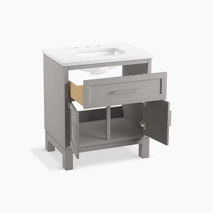 Kohler Quo 30" bathroom vanity cabinet with sink and quartz top K-28380-ASB-1WT - Plumbing Market