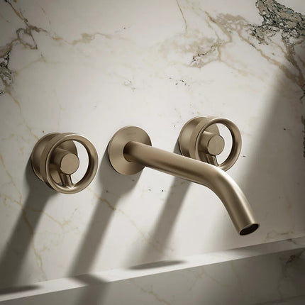 Kohler Components Wall-mount bathroom sink faucet Industrial handle trim K-T77981-9-BV - Plumbing Market