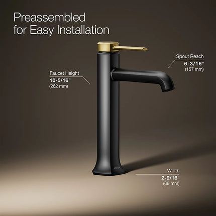 Kohler Occasion Tall single-handle bathroom sink faucet, 0.5 gpm K-27003-4N-BMB - Plumbing Market