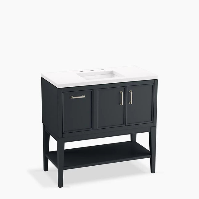 Kohler Winnow 36" bathroom vanity cabinet with sink and quartz top K-33579-ASB-1WX - Plumbing Market