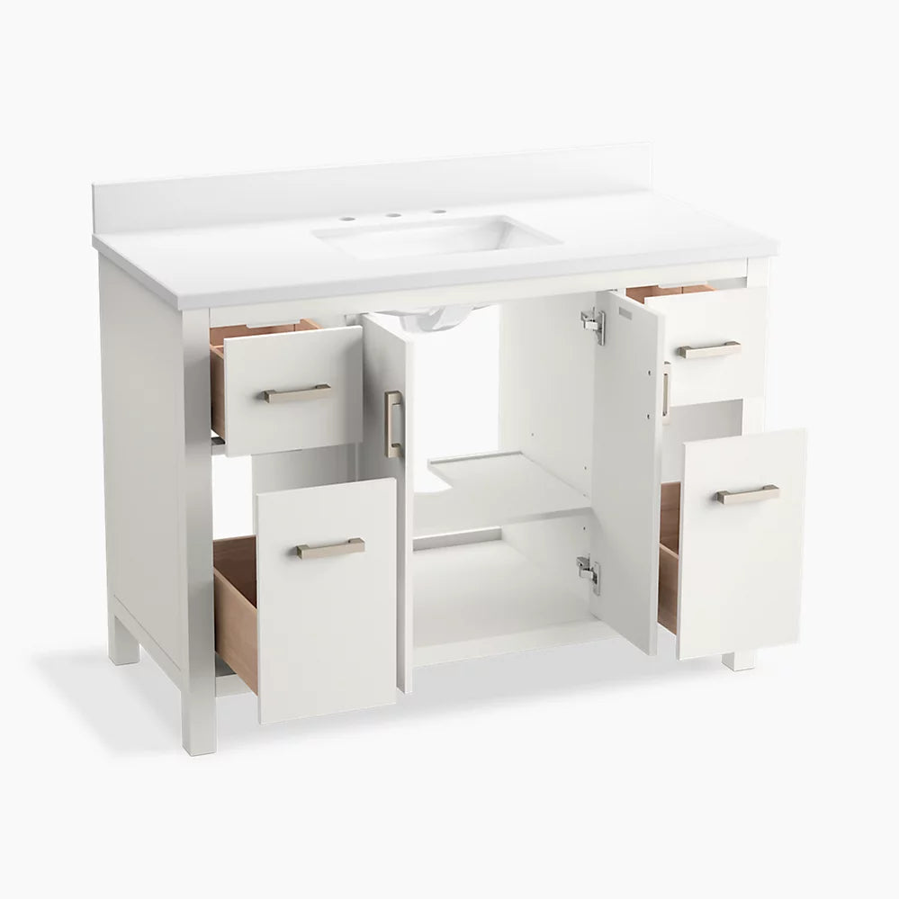 Kohler Kresla 48" bathroom vanity cabinet with sink and quartz top K-40640-BD1-0 - Plumbing Market