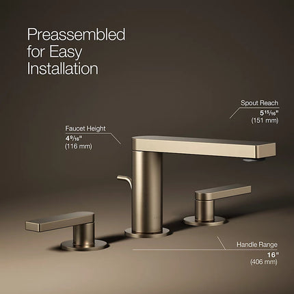 Kohler Composed Widespread bathroom sink faucet with Lever handles, 1.2 gpm K-73060-4-BV - Plumbing Market