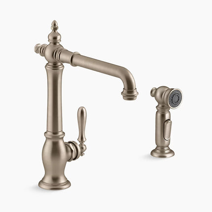 Kohler Artifacts Single-handle kitchen sink faucet with side sprayer K-99265-BV - Plumbing Market
