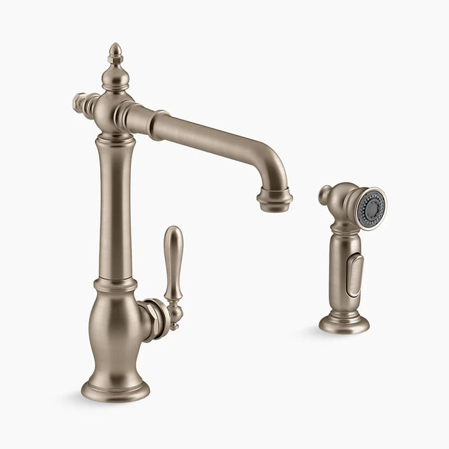 Kohler Artifacts Single-handle kitchen sink faucet with side sprayer K-99265-BV - Plumbing Market