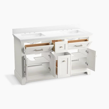 Kohler Charlemont 60" bathroom vanity cabinet with sinks and quartz top K-29263-BD1-0 - Plumbing Market