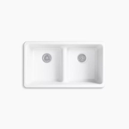 Kohler Iron/Tones Smart Divide 33" top-/undermount double-bowl kitchen sink K-5312-NY - Plumbing Market