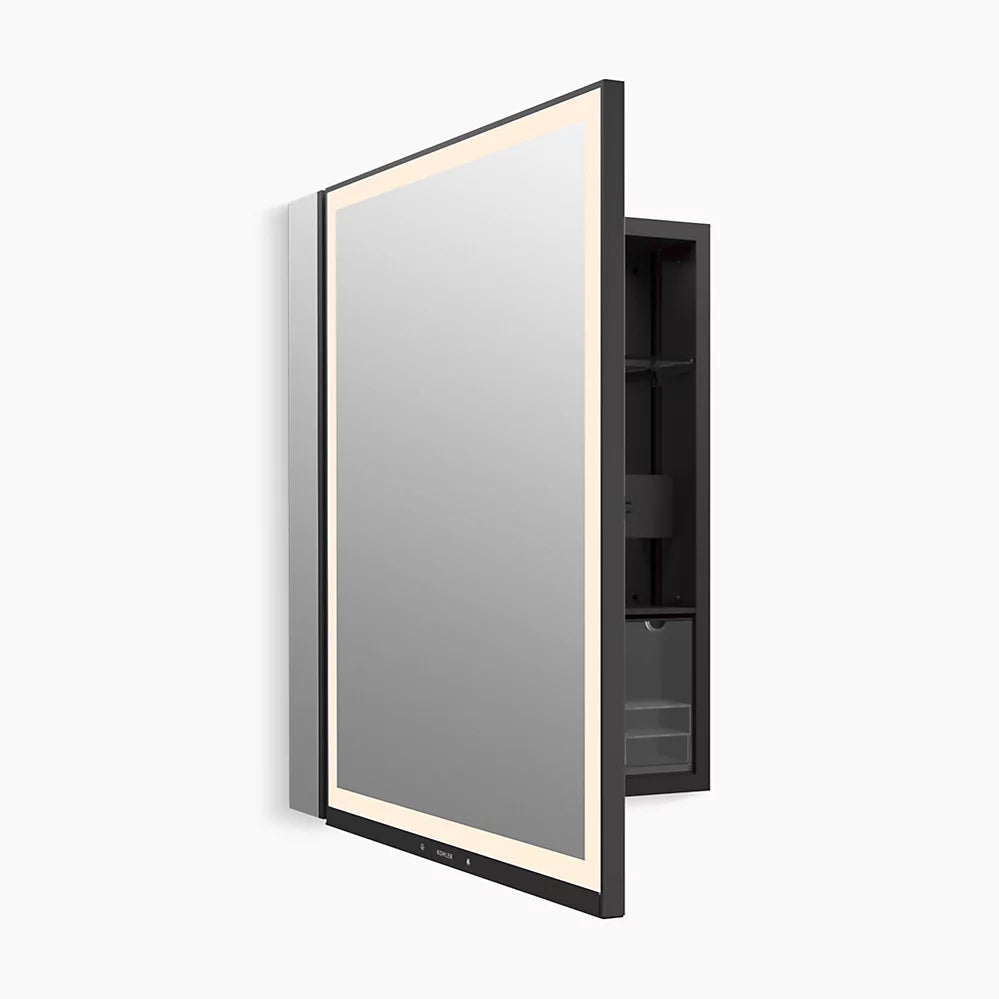Kohler Collage 24" x 32" lighted framed medicine cabinet, left-hinged K-33690-L-NA - Plumbing Market