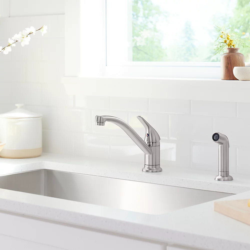 Kohler Jolt Single-handle kitchen sink faucet with side sprayer K-30614-CP - Plumbing Market