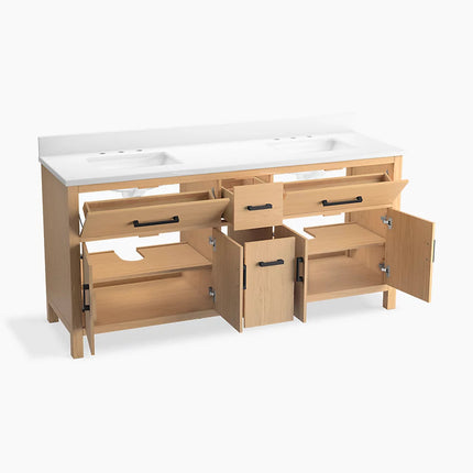 Kohler Kresla 72" bathroom vanity cabinet with sinks and quartz top K-40642-BD1-WEK - Plumbing Market