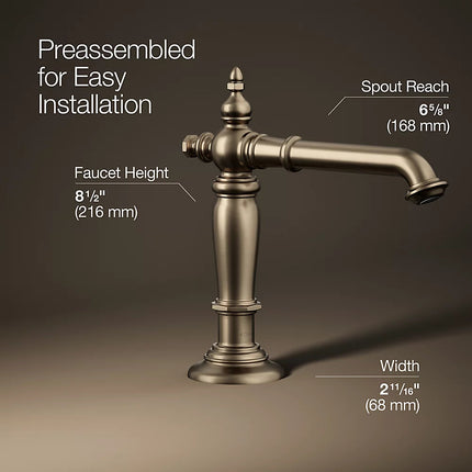 Kohler Artifacts Bathroom sink faucet spout with Column design, 1.2 gpm K-72760-BV - Plumbing Market