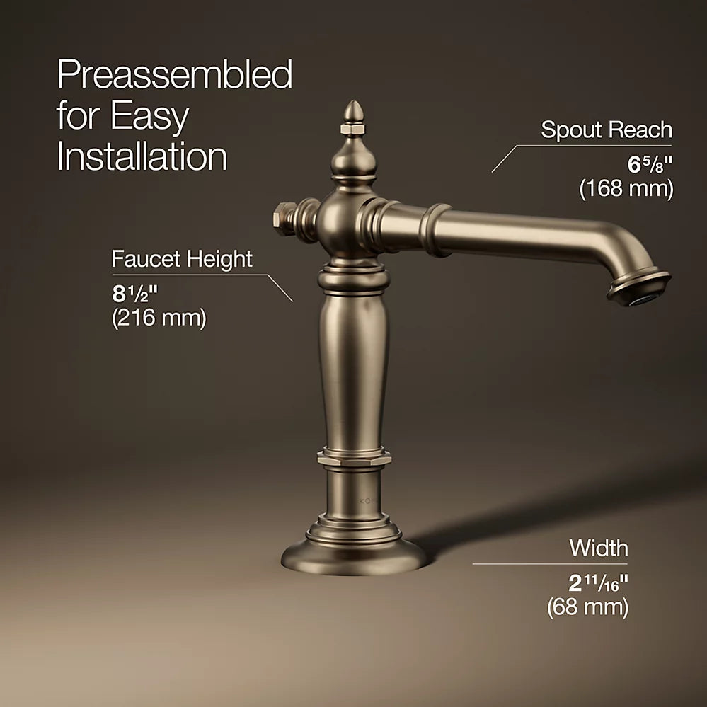 Kohler Artifacts Bathroom sink faucet spout with Column design, 1.2 gpm K-72760-BV - Plumbing Market