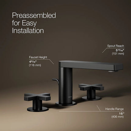 Kohler Composed Widespread bathroom sink faucet with Cross handles, 1.2 gpm K-73060-3-BL - Plumbing Market