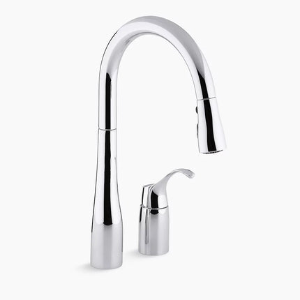 Kohler Simplice Pull-down kitchen sink faucet with three-function sprayhead K-647-CP - Plumbing Market