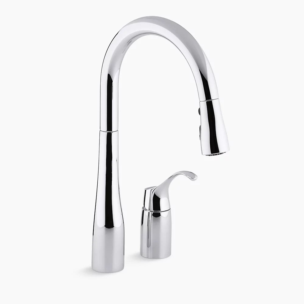 Kohler Simplice Pull-down kitchen sink faucet with three-function sprayhead K-647-CP - Plumbing Market