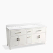 Kohler Kresla 72" bathroom vanity cabinet with sinks and quartz top K-40642-BD1-0 - Plumbing Market