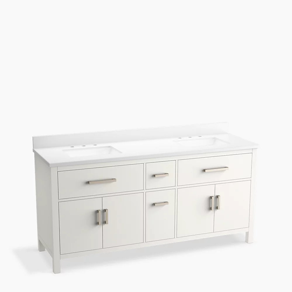 Kohler Kresla 72" bathroom vanity cabinet with sinks and quartz top K-40642-BD1-0 - Plumbing Market
