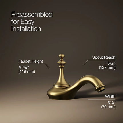 Kohler Artifacts with Tea design Bathroom sink faucet spout with Tea design, 1.2 gpm K-72758-2MB - Plumbing Market