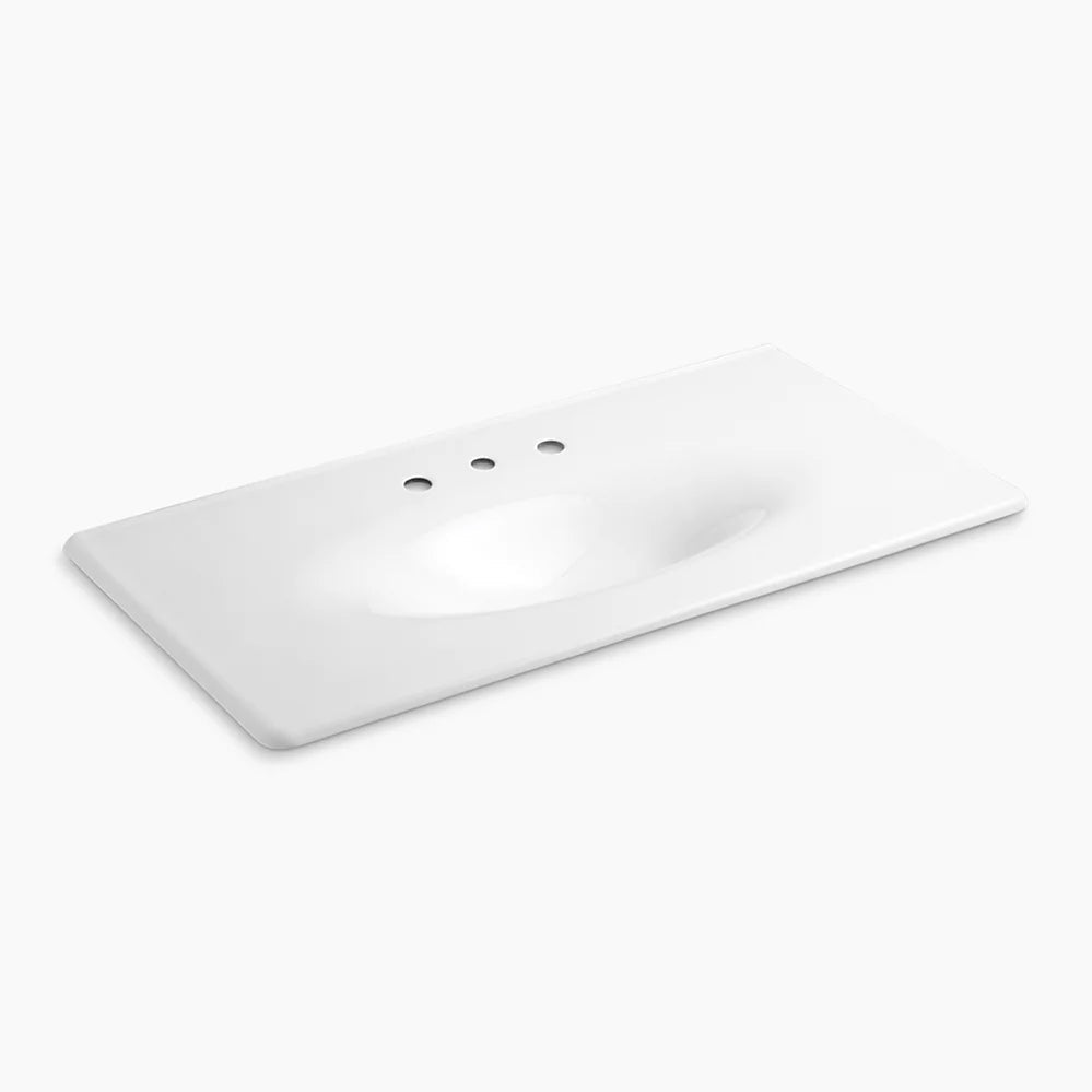 Kohler Iron/Impressions 43" Enameled cast iron vanity top with integrated oval sink K-3052-8-0 - Plumbing Market