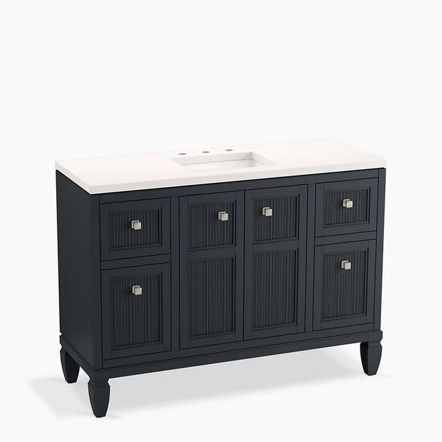 Kohler Hearthaven 48" bathroom vanity cabinet with sink and quartz top K-33538-ASB-1WX - Plumbing Market