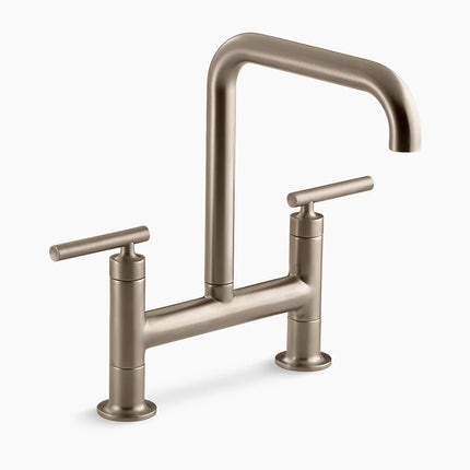 Kohler Purist Two-hole bridge kitchen sink faucet K-7547-4-BV - Plumbing Market