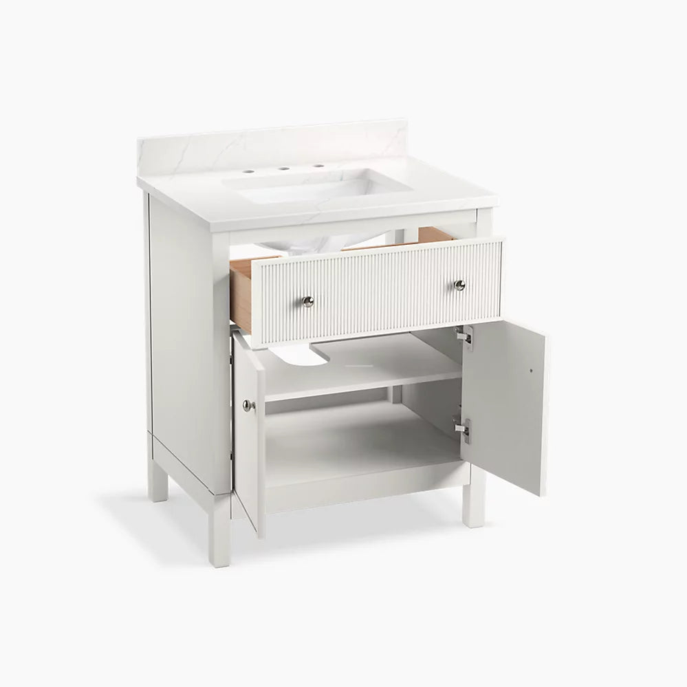 Kohler Malin by Studio McGee 30" bathroom vanity cabinet with sink and quartz top K-35019-0 - Plumbing Market