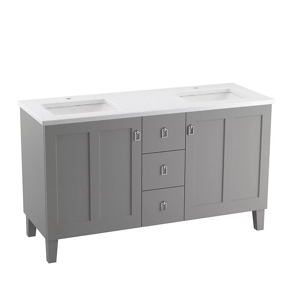 Kohler Poplin 60" bathroom vanity cabinet K-99537-LG-1WT - Plumbing Market