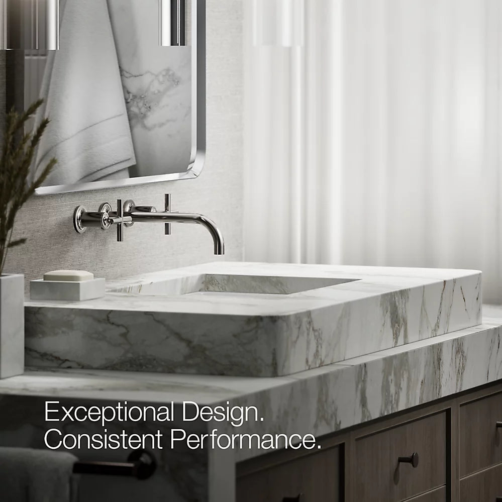 Kohler Purist Wall-mount bathroom sink faucet trim with Cross handles, 1.2 gpm K-T14414-3-TT - Plumbing Market