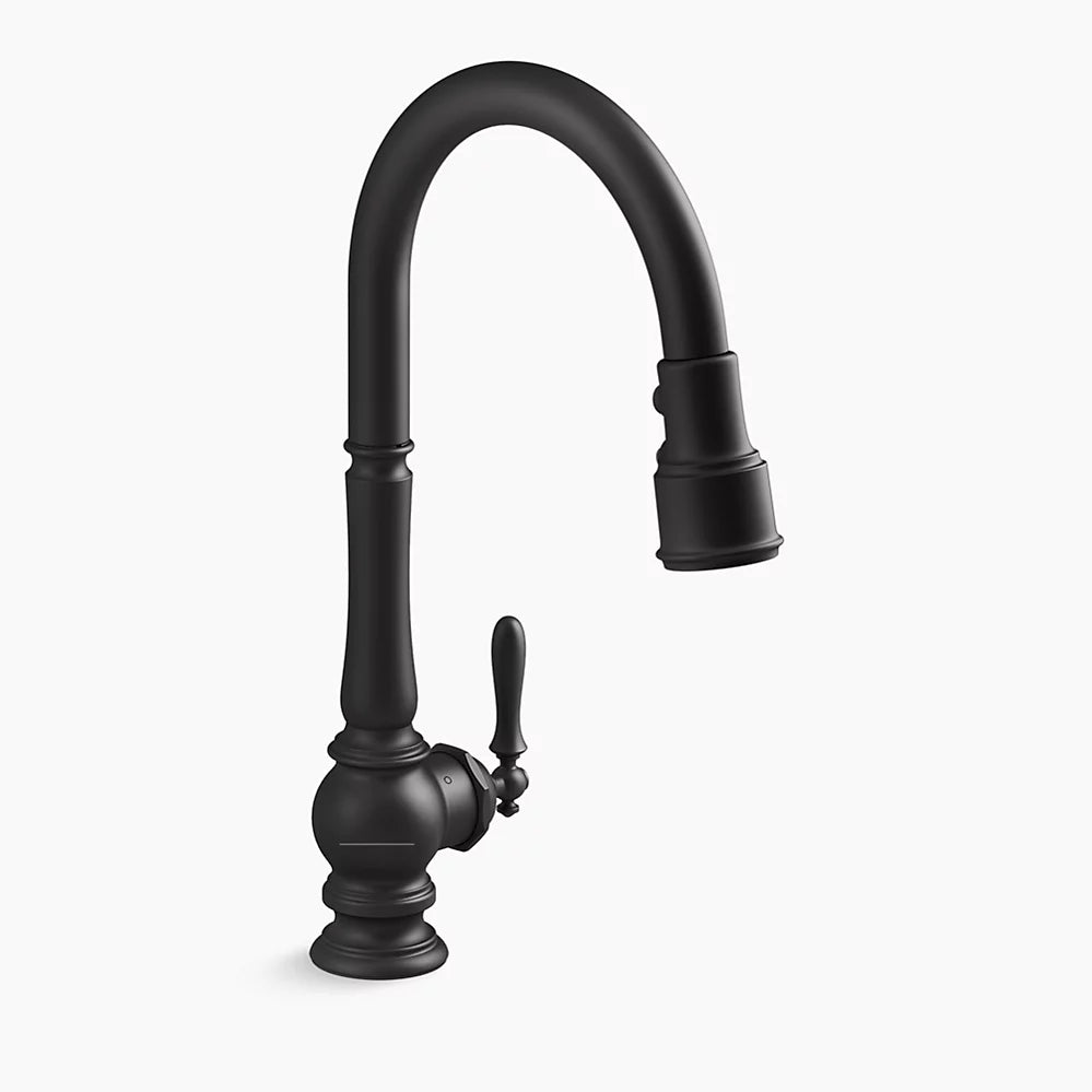 Kohler Artifacts Touchless pull-down kitchen sink faucet with three-function sprayhead K-29709-BL - Plumbing Market