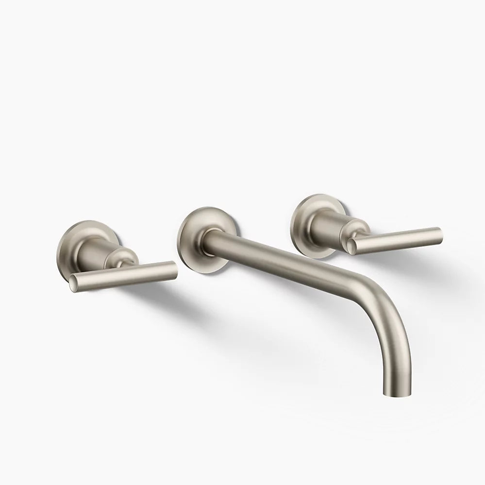 Kohler Purist Wall-mount bathroom sink faucet trim with Lever handles, 1.2 gpm K-T14414-4-BN - Plumbing Market