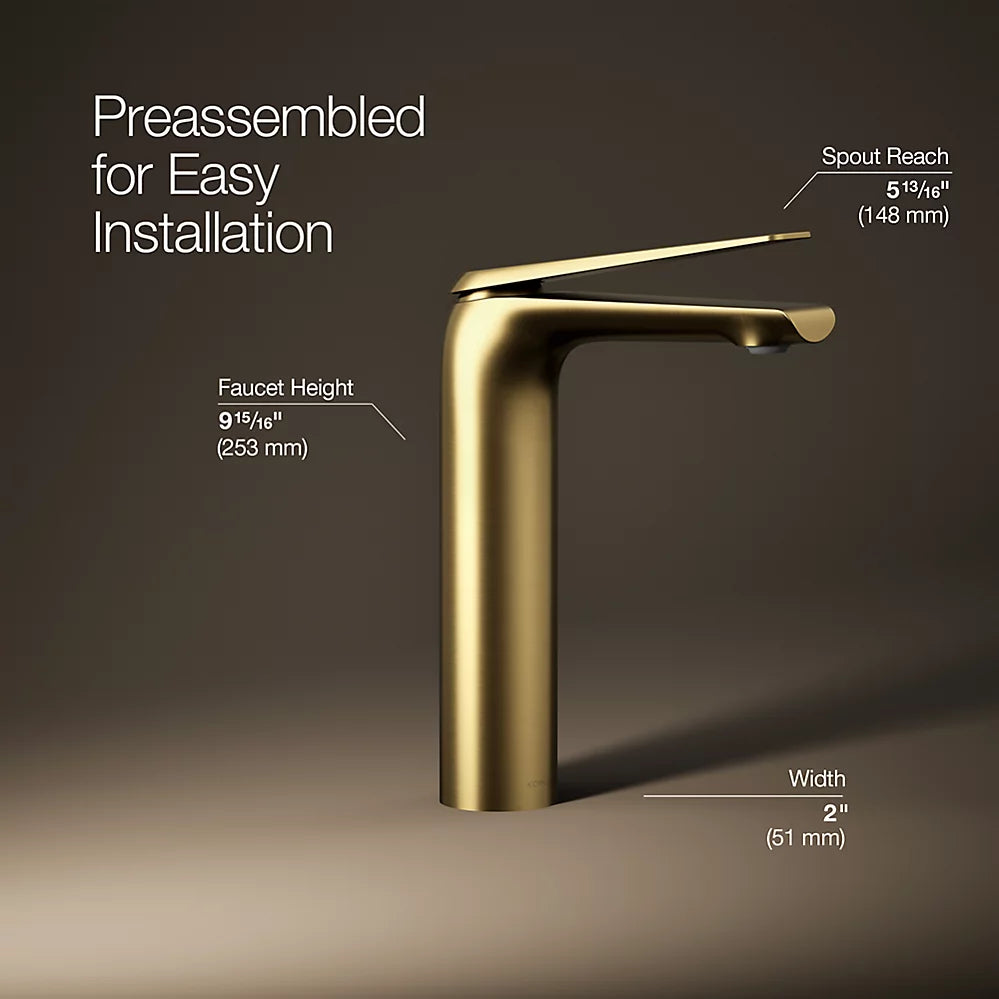 Kohler Avid Tall single-handle bathroom sink faucet, 0.5 gpm K-97347-4N-2MB - Plumbing Market