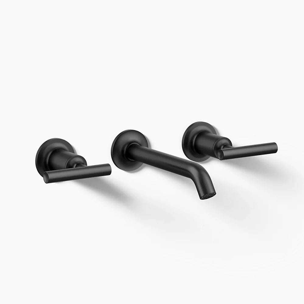 Kohler Purist Wall-mount bathroom sink faucet trim with Lever handles, 1.2 gpm K-T14413-4-BL - Plumbing Market