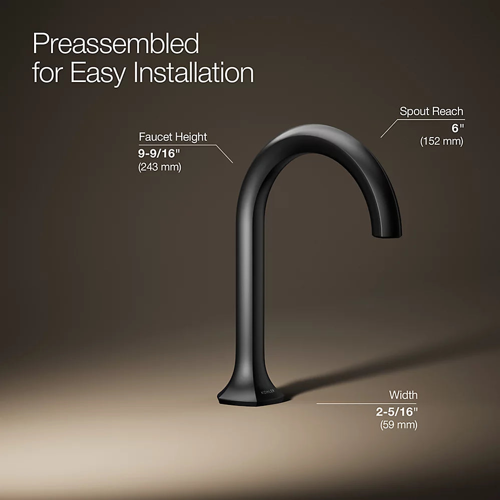 Kohler Occasion Bathroom sink faucet spout with Cane design, 1.2 gpm K-27008-BL - Plumbing Market