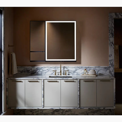 Kohler Collage 24" x 32" lighted framed medicine cabinet, left-hinged K-33690-L-NA - Plumbing Market