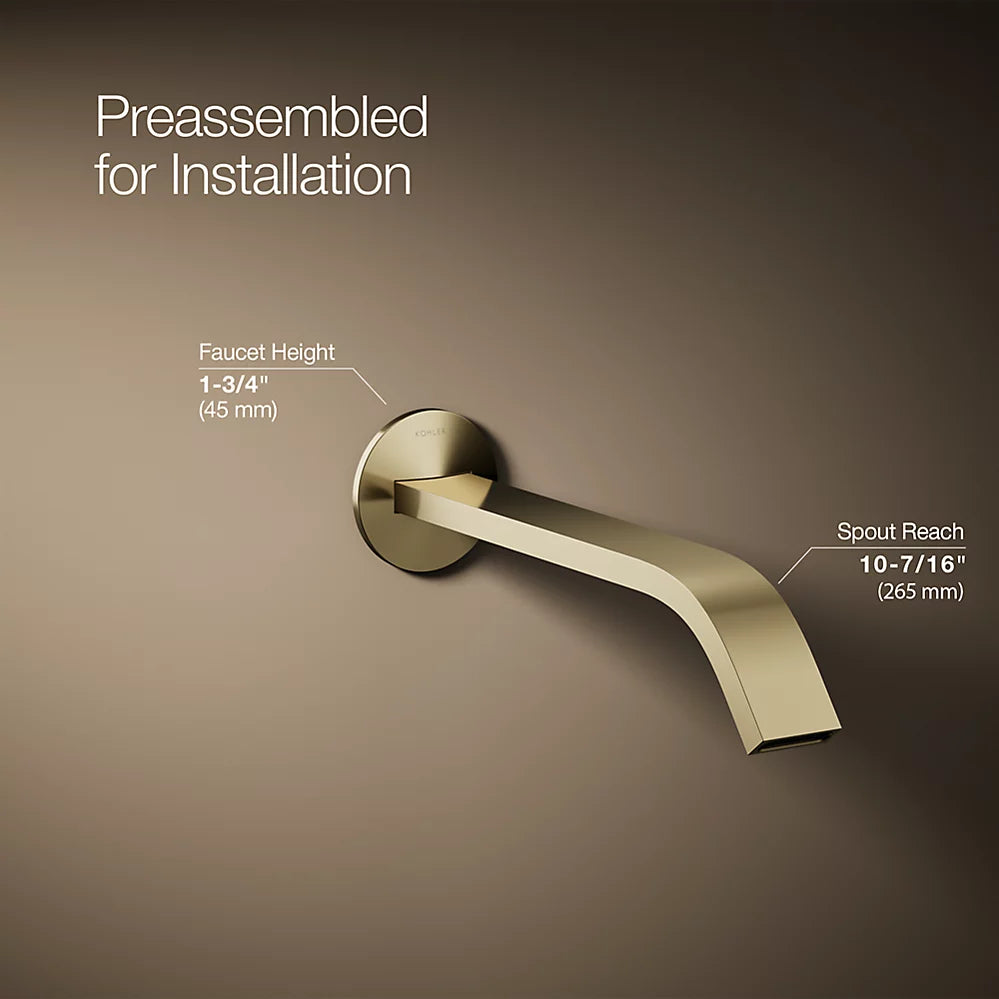 Kohler Components Wall-mount bathroom sink faucet spout with Ribbon design, 1.2 gpm K-T23888-AF - Plumbing Market