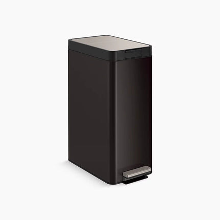 Kohler 13-gallon stainless steel slim step trash can with bifold lid K-23826-BST - Plumbing Market