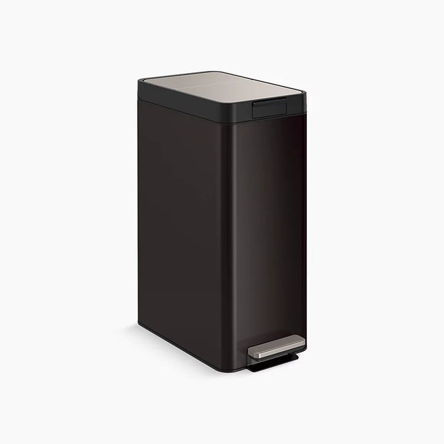 Kohler 13-gallon stainless steel slim step trash can with bifold lid K-23826-BST - Plumbing Market