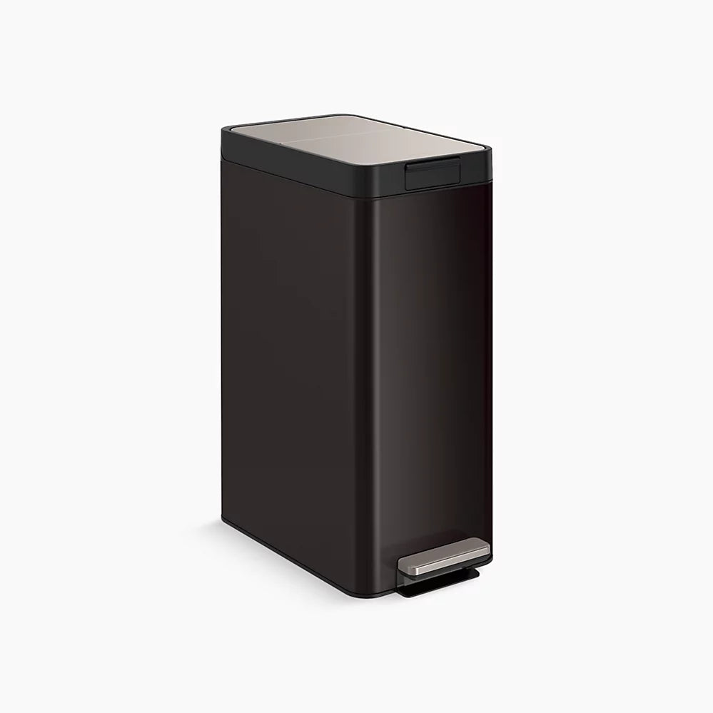 Kohler 13-gallon stainless steel slim step trash can with bifold lid K-23826-BST - Plumbing Market