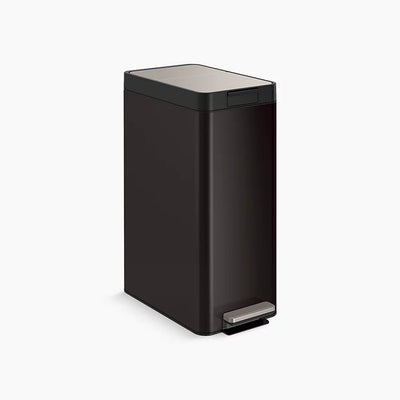 Kohler 13-gallon stainless steel slim step trash can with bifold lid K-23826-BST