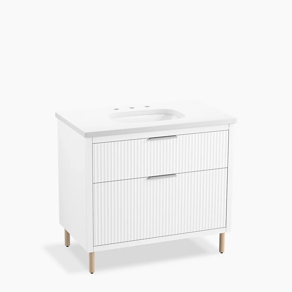 Kohler Spacity 36" wall-hung bathroom vanity cabinet with sink and quartz top K-32171-ASB-0 - Plumbing Market