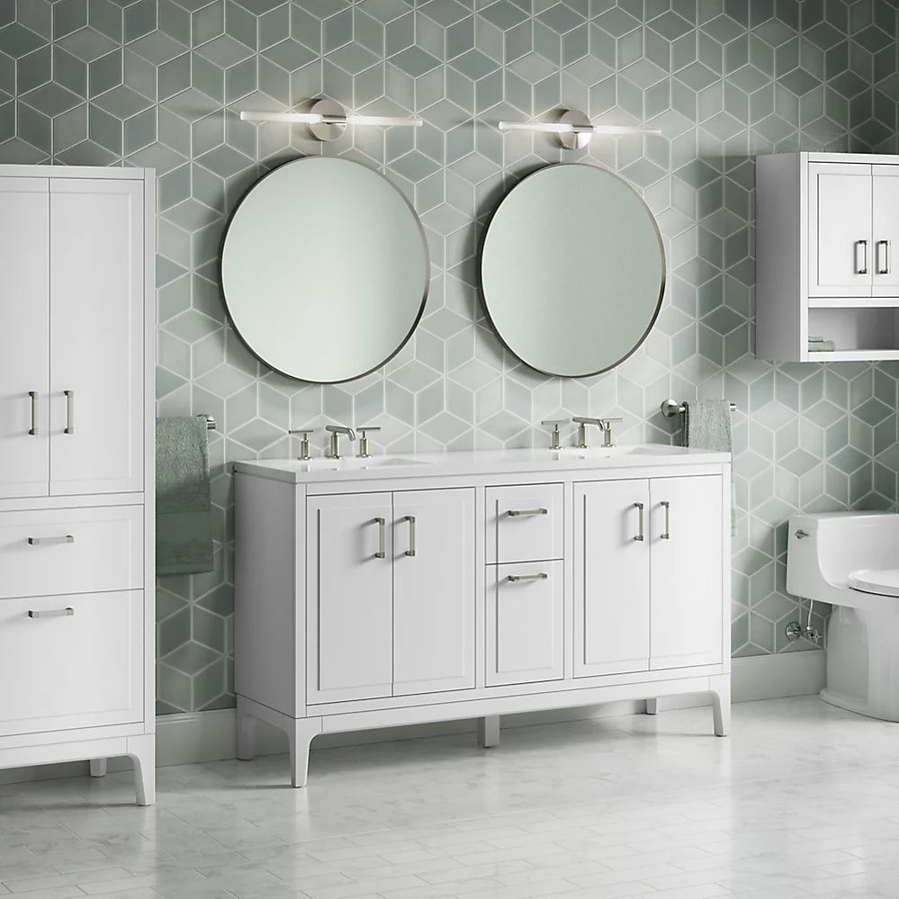 Kohler Seer 60" bathroom vanity cabinet with sinks and quartz top K-33555-ASB-0 - Plumbing Market