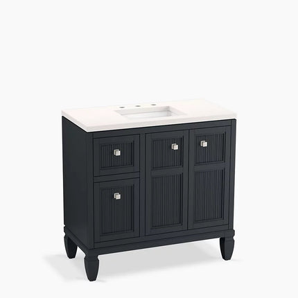 Kohler Hearthaven 36" bathroom vanity cabinet with sink and quartz top K-33537-ASB-1WX - Plumbing Market