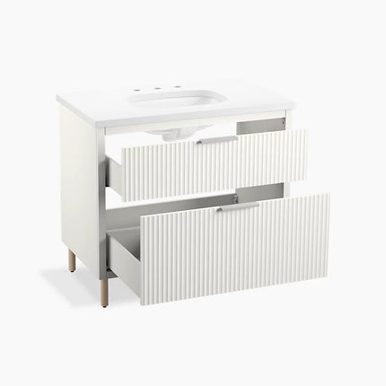 Kohler Spacity 36" wall-hung bathroom vanity cabinet with sink and quartz top K-32171-ASB-0 - Plumbing Market