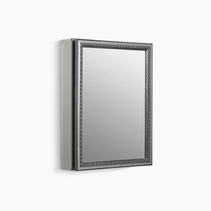 Kohler 20" W x 26" H aluminum single-door medicine cabinet with decorative silver framed mirrored door K-CB-CLW2026SS - Plumbing Market