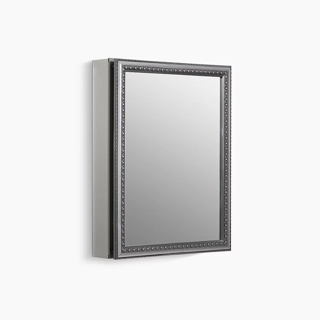 Kohler 20" W x 26" H aluminum single-door medicine cabinet with decorative silver framed mirrored door K-CB-CLW2026SS - Plumbing Market