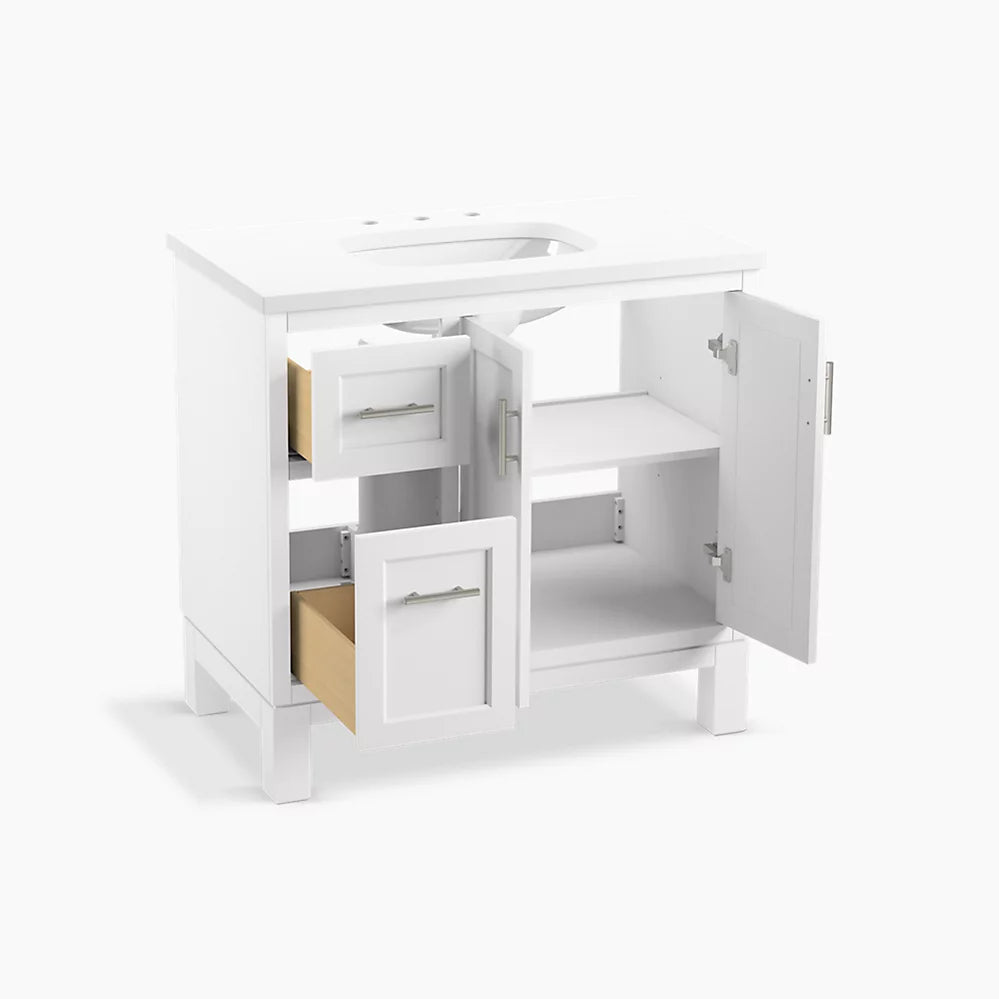 Kohler Quo 36" bathroom vanity cabinet with sink and quartz top K-31244-ASB-0 - Plumbing Market