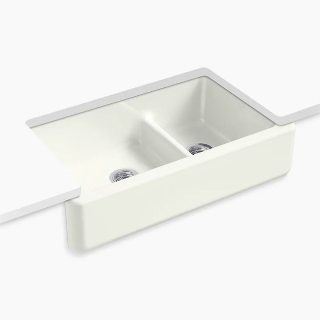 Kohler Whitehaven Smart Divide 35-3/4" undermount double-bowl farmhouse kitchen sink K-6427-NY - Plumbing Market