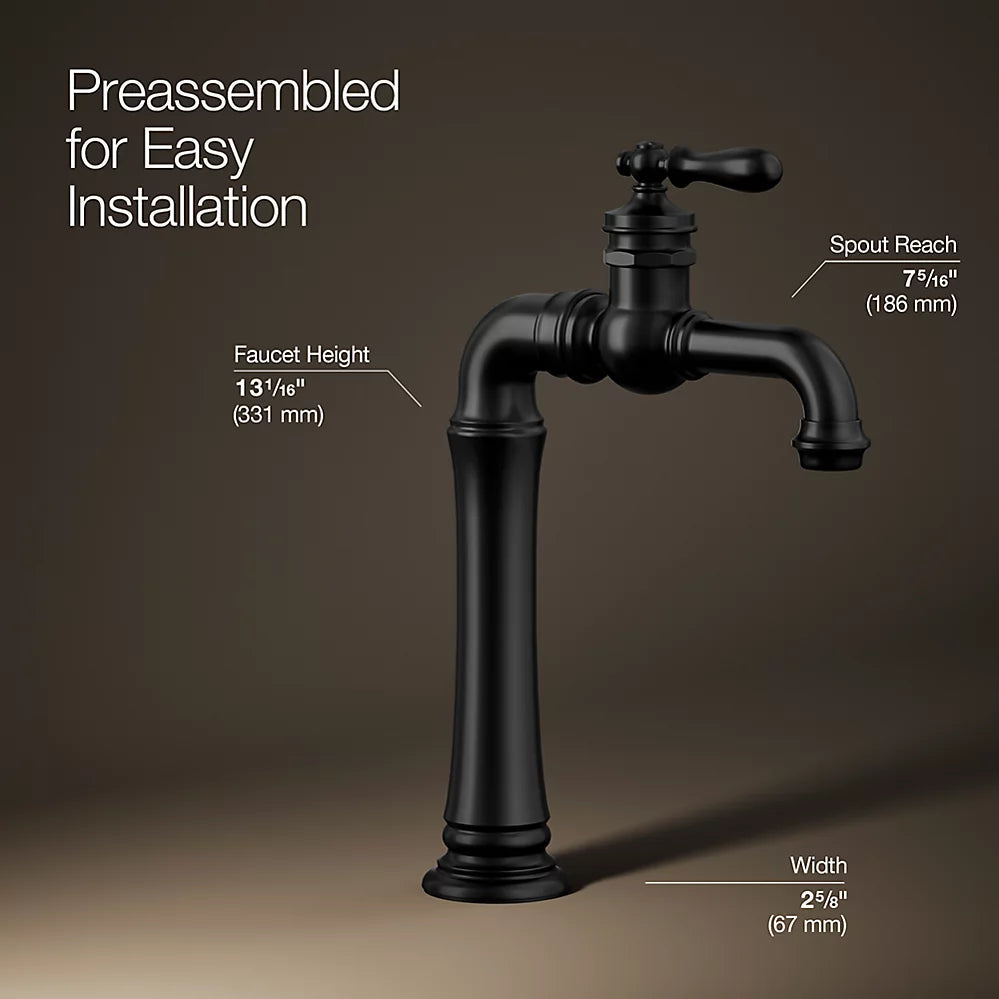 Kohler Artifacts Gentleman's Single-handle bathroom sink faucet, 1.2 gpm K-72763-9M-BL - Plumbing Market