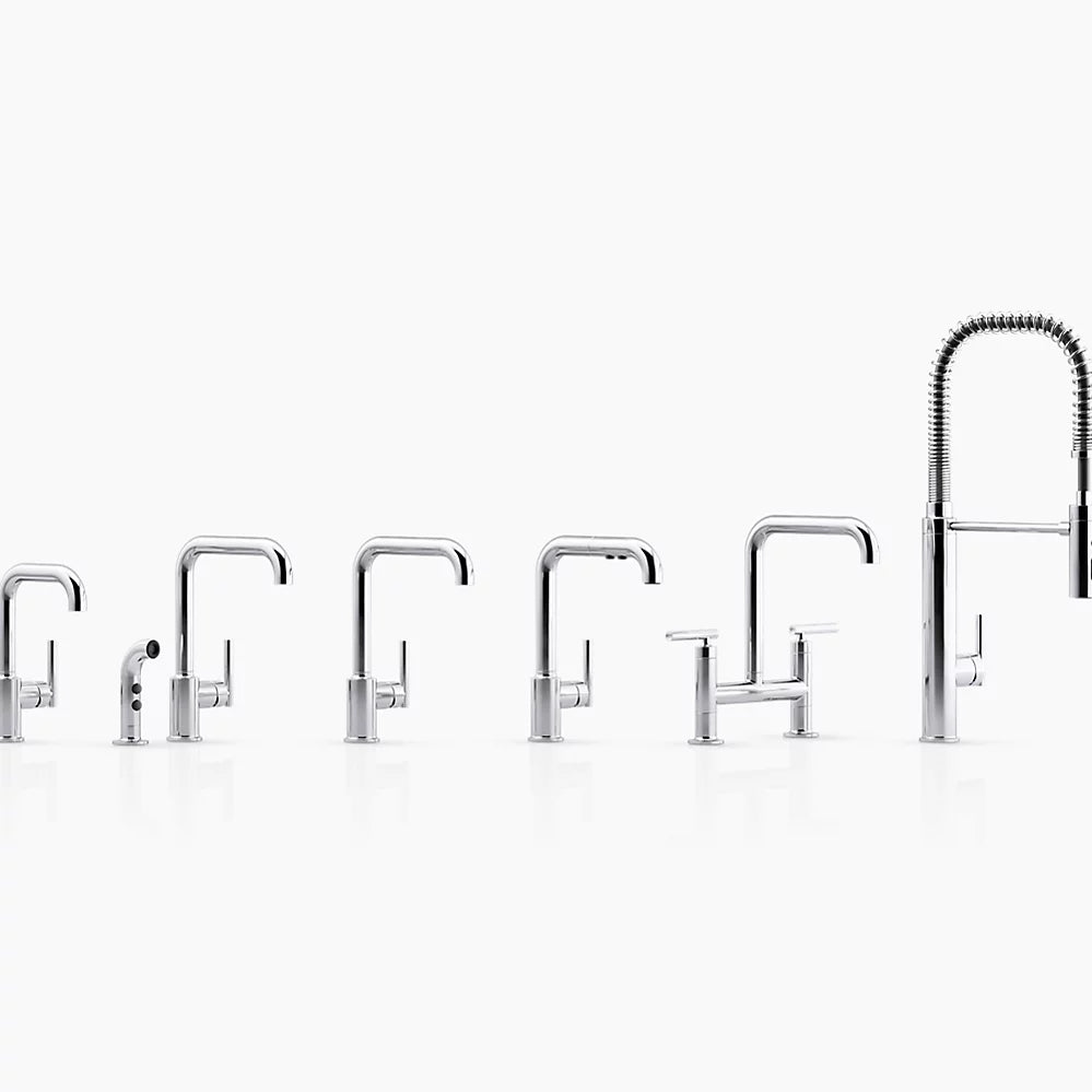 Kohler Purist Pull-out kitchen sink faucet with three-function sprayhead K-7505-CP - Plumbing Market
