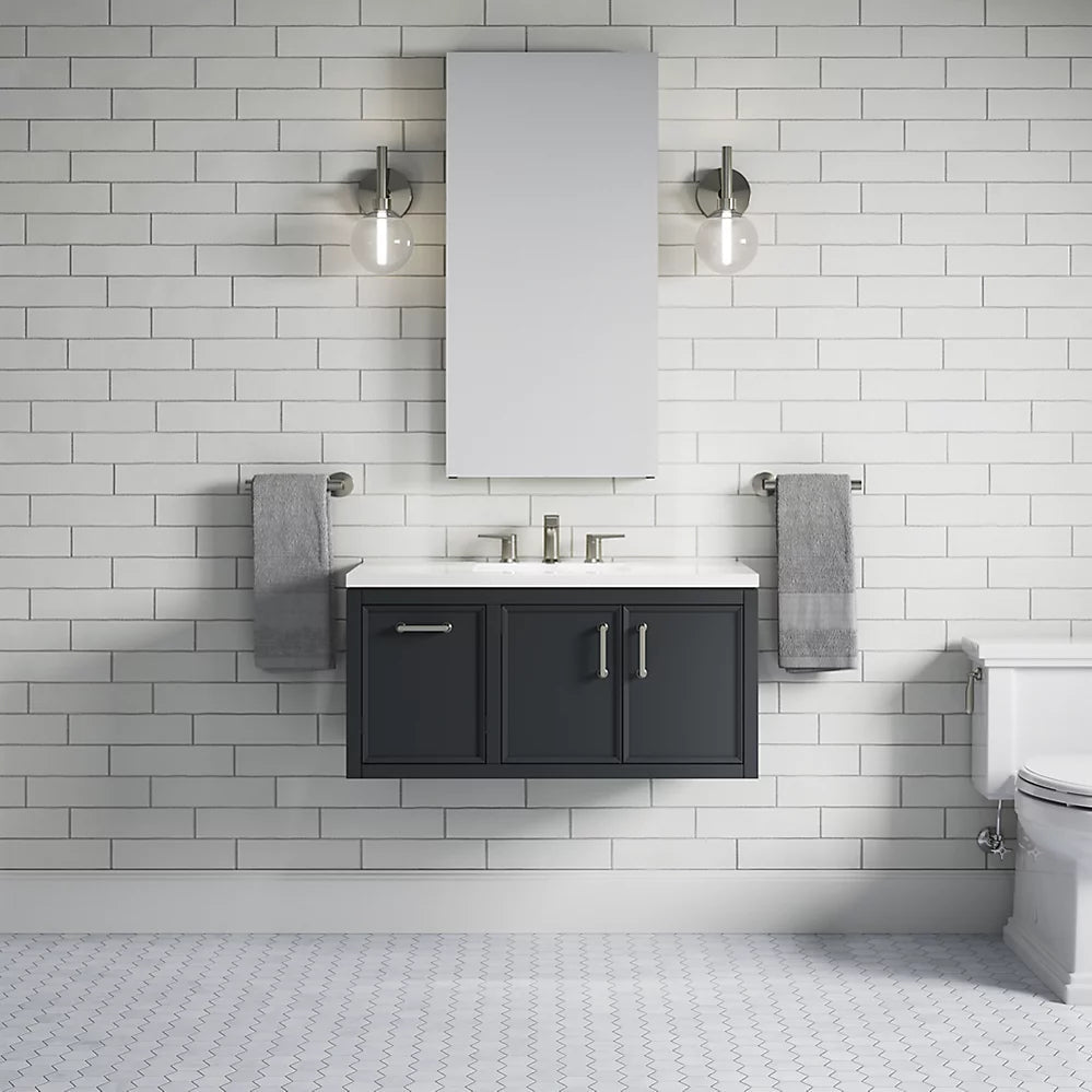 Kohler Winnow 36" bathroom vanity cabinet with sink and quartz top K-33579-ASB-1WX - Plumbing Market